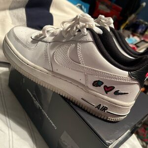 Nike Kids White Sneakers with Colorful Heart Accents